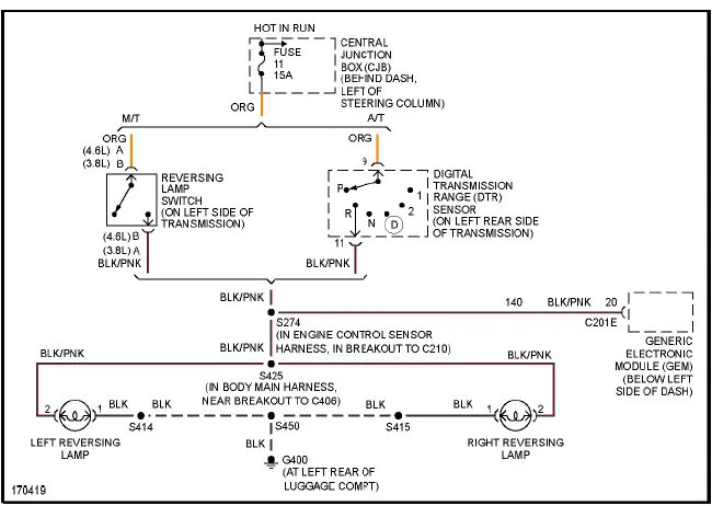 Fig. 23: Back-up Lamps Circuit