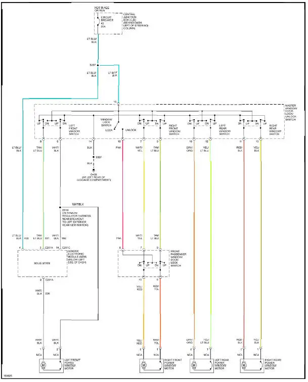 Fig. 40: Power Windows Circuit, Convertible