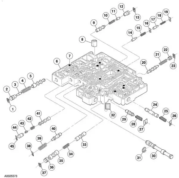 Main Control Valve Body - Disassembled View