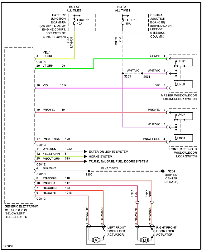 Fig. 35: Power Door Locks Circuit