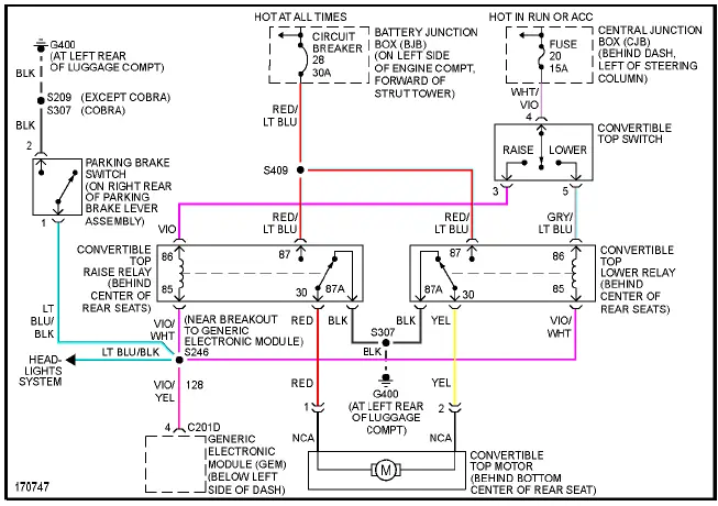 Fig. 39: Power Top/Sunroof Circuit