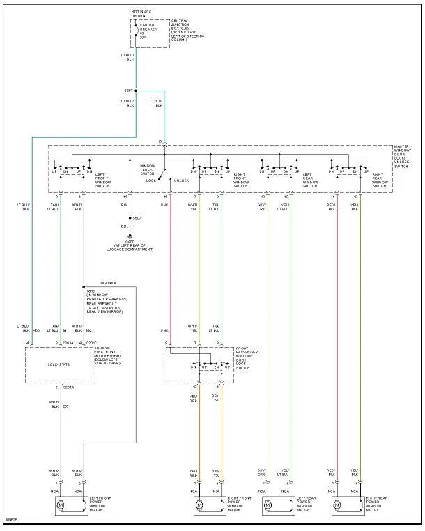 Fig. 40: Power Windows Circuit, Convertible