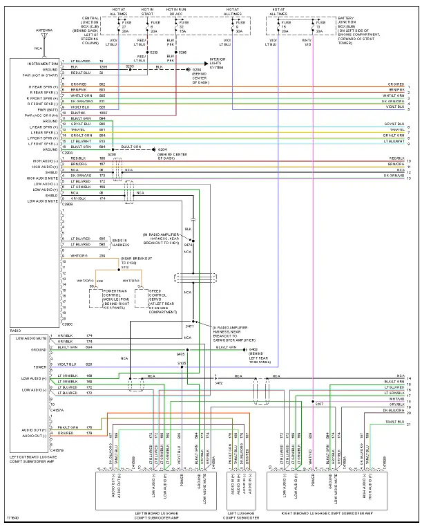 Fig. 43: Premium Sound Radio Circuit, Convertible W/ Mach 1000 Sound System (1 of 2)