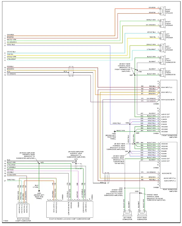 Fig. 44: Premium Sound Radio Circuit, Convertible W/ Mach 1000 Sound System (2 of 2)