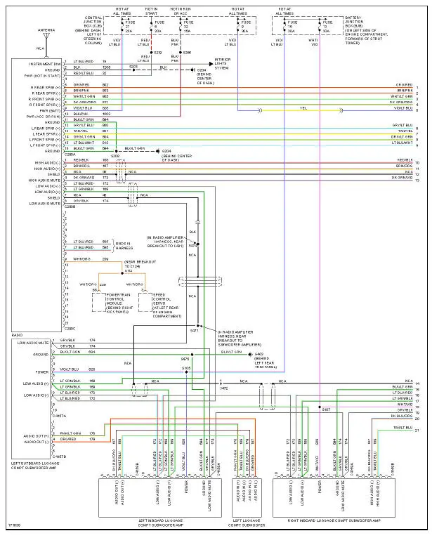 Fig. 45: Premium Sound Radio Circuit, Coupe W/ Mach 1000 Sound System (1 of 2)