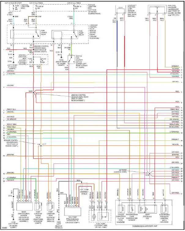 Fig. 15: 4.6L DOHC, Engine Performance Circuit (2 of 3)