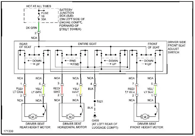 Fig. 38: Power Seat Circuit