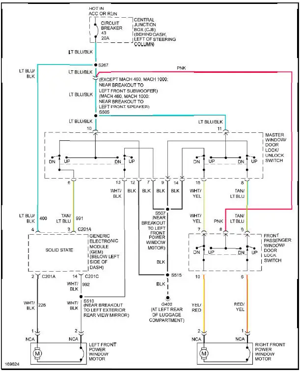 Fig. 41: Power Windows Circuit, Coupe