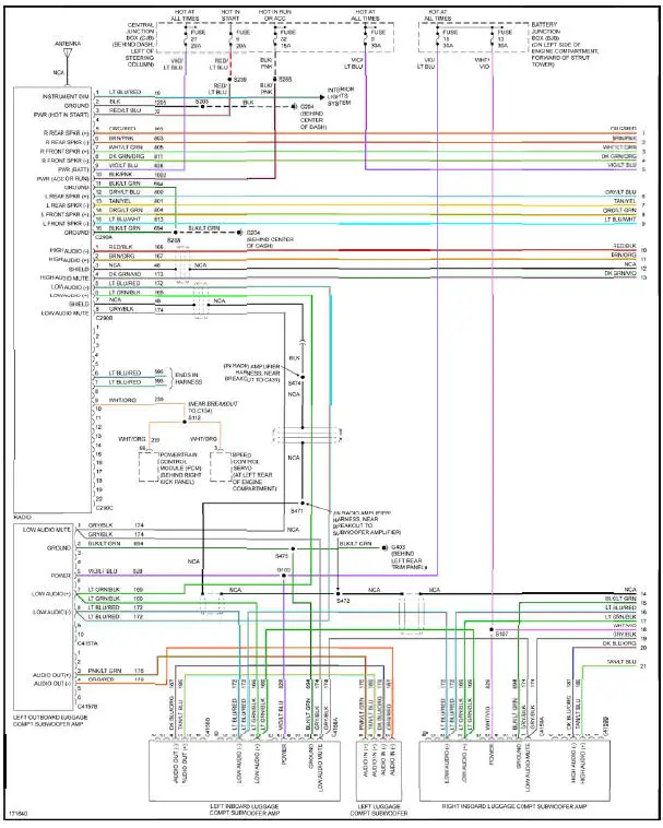 Fig. 43: Premium Sound Radio Circuit, Convertible W/ Mach 1000 Sound System (1 of 2)