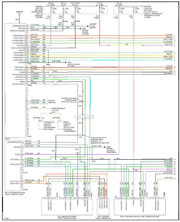 Fig. 45: Premium Sound Radio Circuit, Coupe W/ Mach 1000 Sound System (1 of 2)