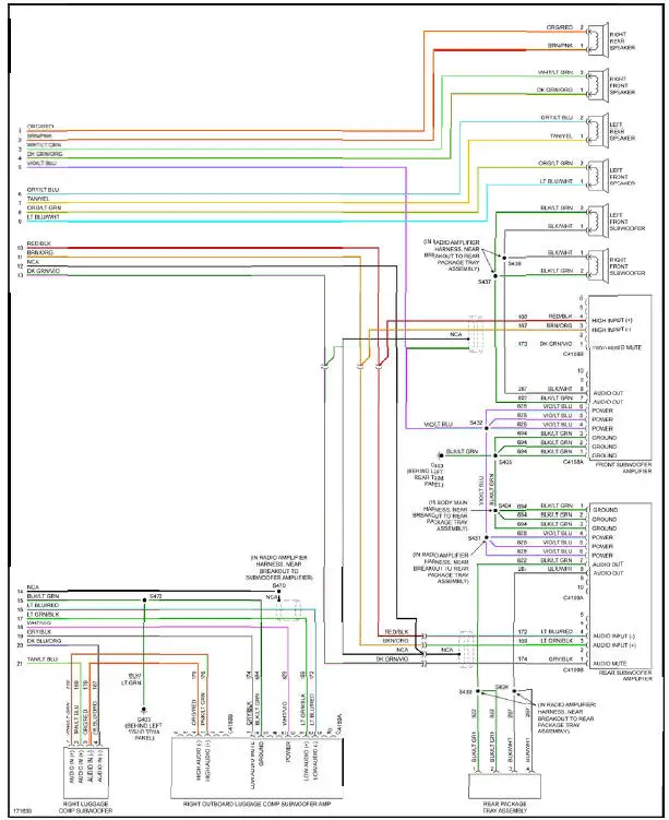 Fig. 46: Premium Sound Radio Circuit, Coupe W/ Mach 1000 Sound System (2 of 2)