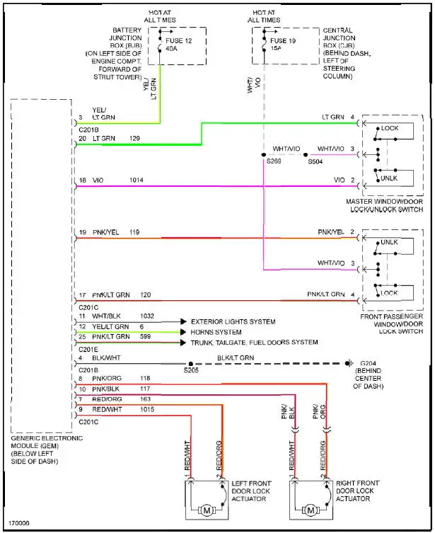 Fig. 35: Power Door Locks Circuit