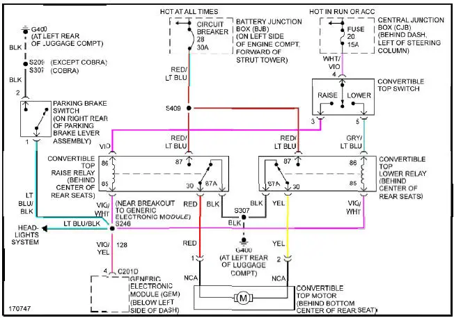 Fig. 39: Power Top/Sunroof Circuit