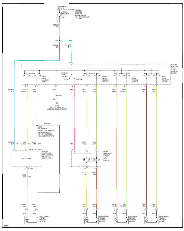 Fig. 40: Power Windows Circuit, Convertible