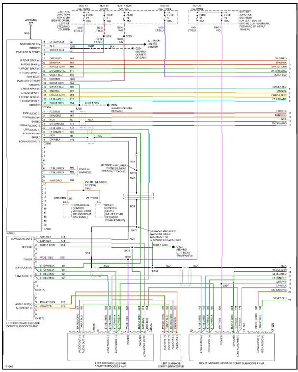 Fig. 43: Premium Sound Radio Circuit, Convertible W/ Mach 1000 Sound System (1 of 2)