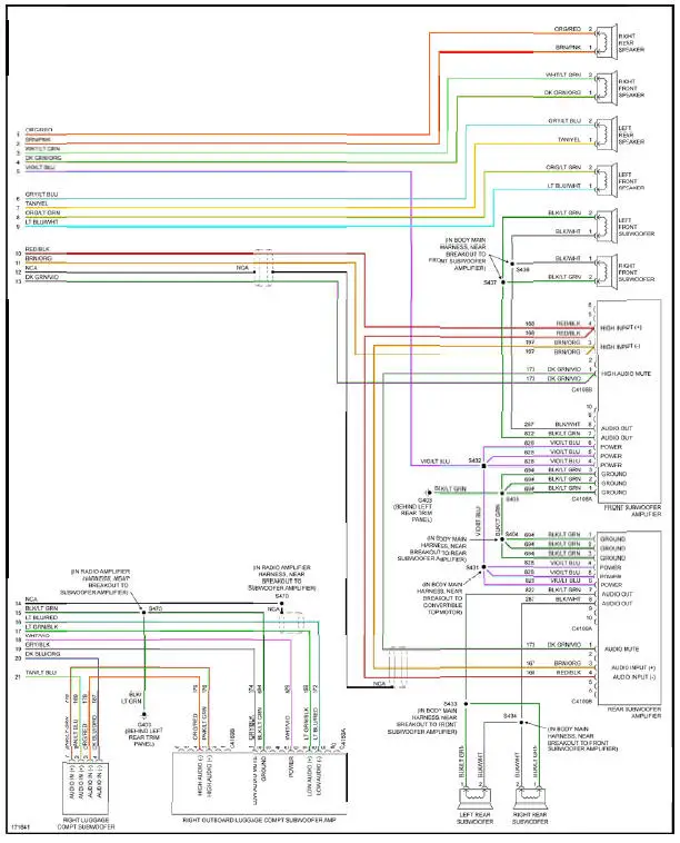 Fig. 44: Premium Sound Radio Circuit, Convertible W/ Mach 1000 Sound System (2 of 2)