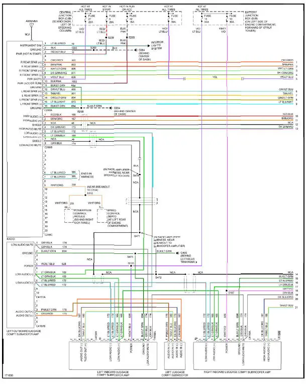 Fig. 45: Premium Sound Radio Circuit, Coupe W/ Mach 1000 Sound System (1 of 2)