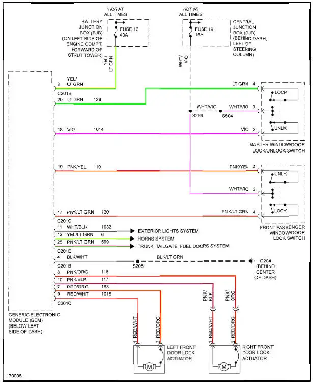 Fig. 35: Power Door Locks Circuit