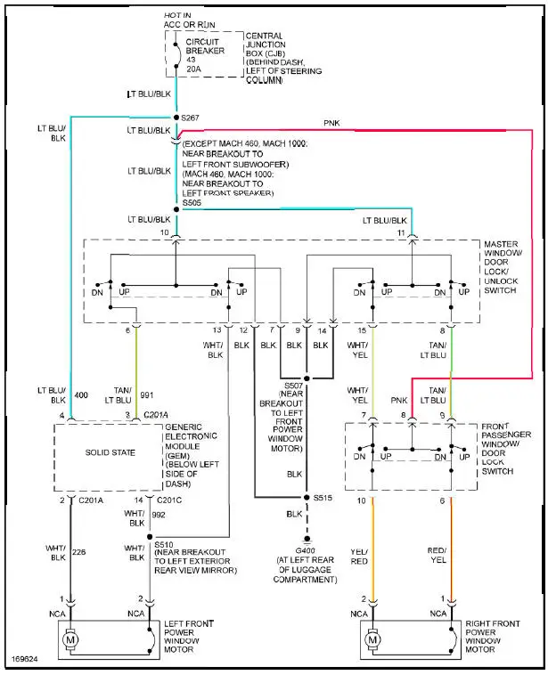 Fig. 41: Power Windows Circuit, Coupe