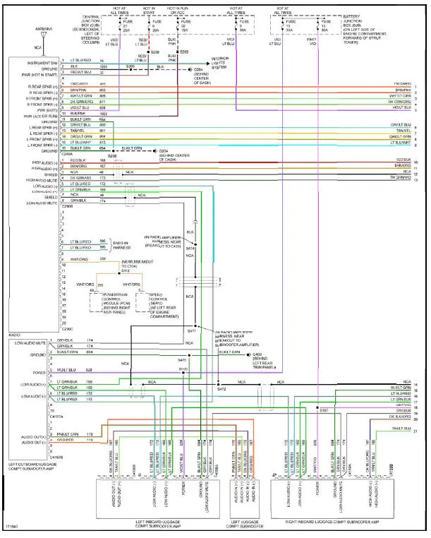 Fig. 43: Premium Sound Radio Circuit, Convertible W/ Mach 1000 Sound System (1 of 2)