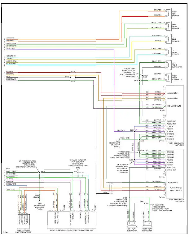 Fig. 44: Premium Sound Radio Circuit, Convertible W/ Mach 1000 Sound System (2 of 2)