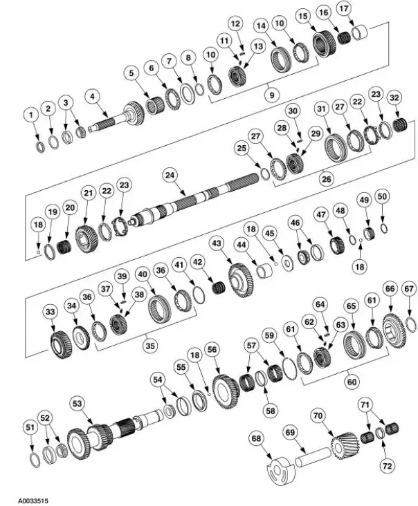 Transmission Internal Components - Disassembled View