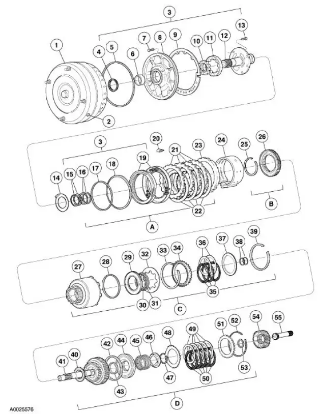 4R70W Automatic Transmission - Disassembled View