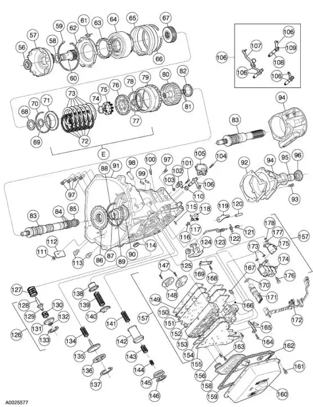 4R70W Automatic Transmission - Disassembled View