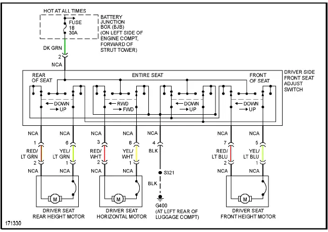 Fig. 38: Power Seat Circuit