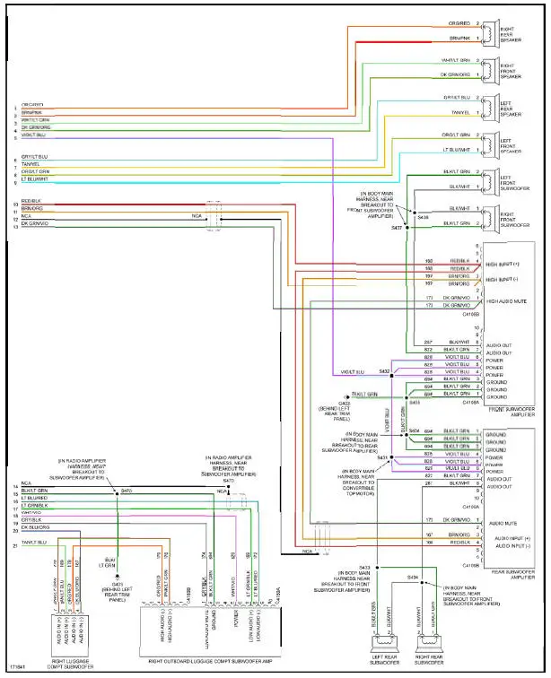 Fig. 44: Premium Sound Radio Circuit, Convertible W/ Mach 1000 Sound System (2 of 2)